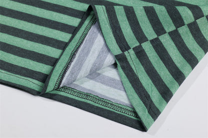Loose Striped Round Neck Shirt | Tajstylo