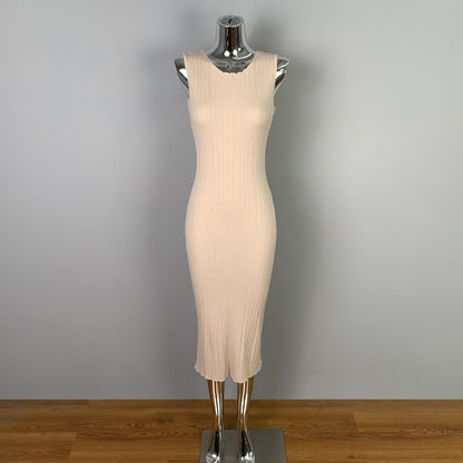 Woman wearing Sexy Sleeveless Dress for Women in a stylish setting