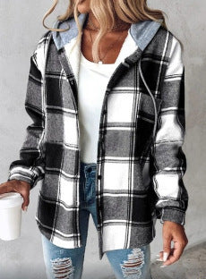 Plaid Hooded Women's Jacket | Tajstylo