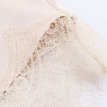 Champagne One Shoulder Lace Satin Camisole Dress | Tajstylo