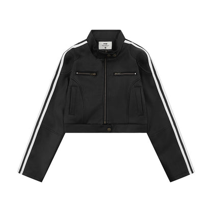 Striped Leather Jacket | Tajstylo