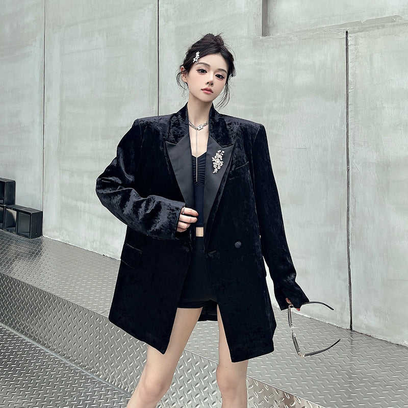 Black Velvet Suit for Women | Tajstylo