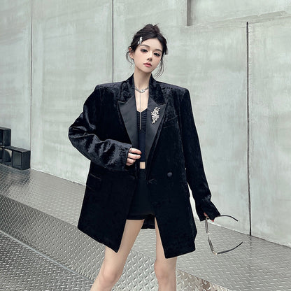 Black Velvet Suit for Women | Tajstylo