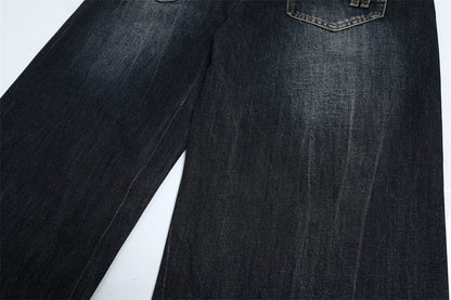 Black Denim Straight Leg Jeans | Tajstylo