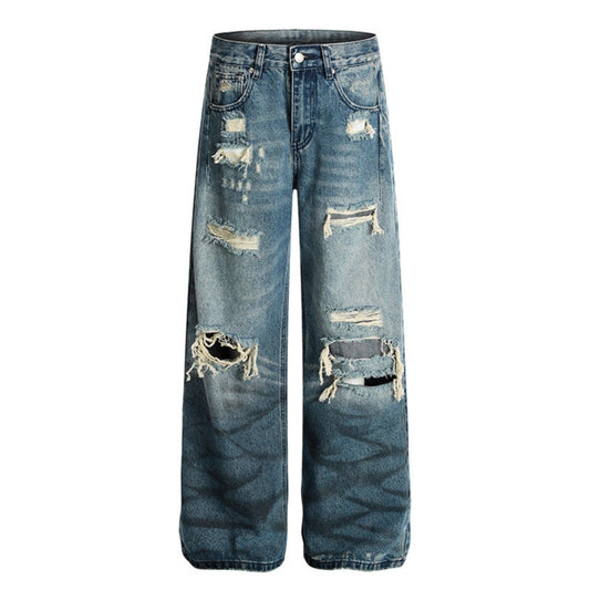 Washed Blue Ripped Jeans | Tajstylo