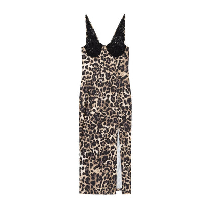 Leopard Print Lace Dress | Tajstylo