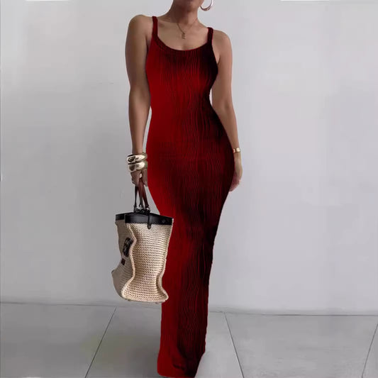 Elegant Fitted Sleeveless Long Dress | Tajstylo