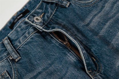 Color Blocked Teal Blue Denim Jeans | Tajstylo