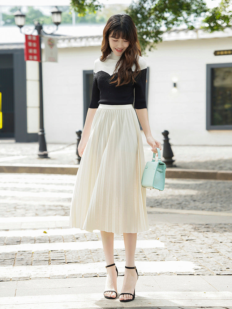 Solid Pleated Skirt for Women | Tajstylo