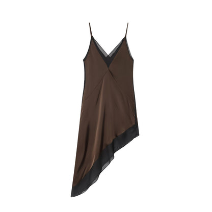 Satin Asymmetric Midi Dress | Tajstylo