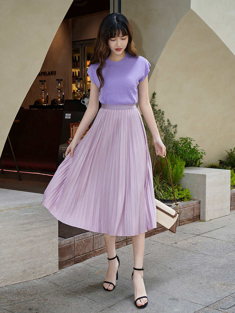 Solid Pleated Skirt for Women | Tajstylo