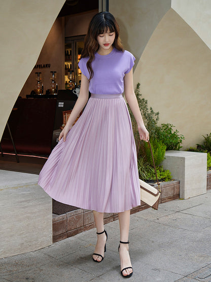 Solid Pleated Skirt for Women | Tajstylo