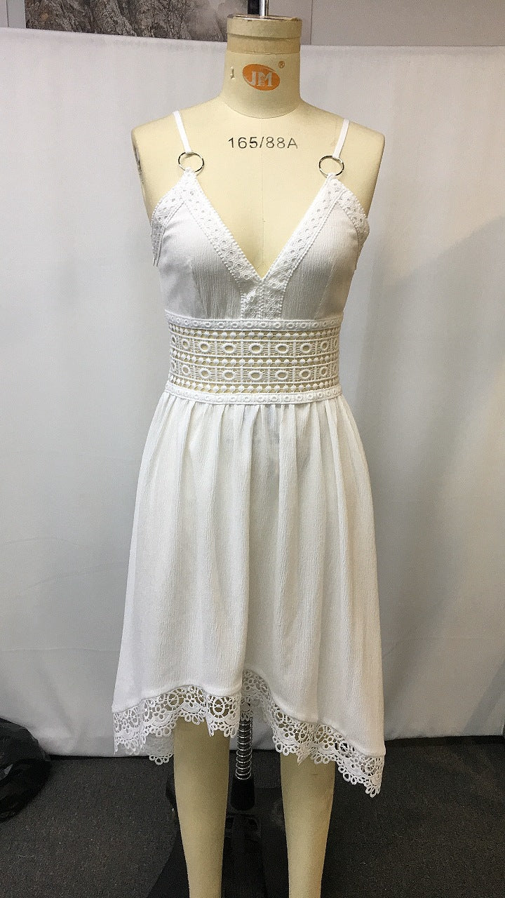 Western Ranch Style Casual Strap V Neck Dress | Tajstylo