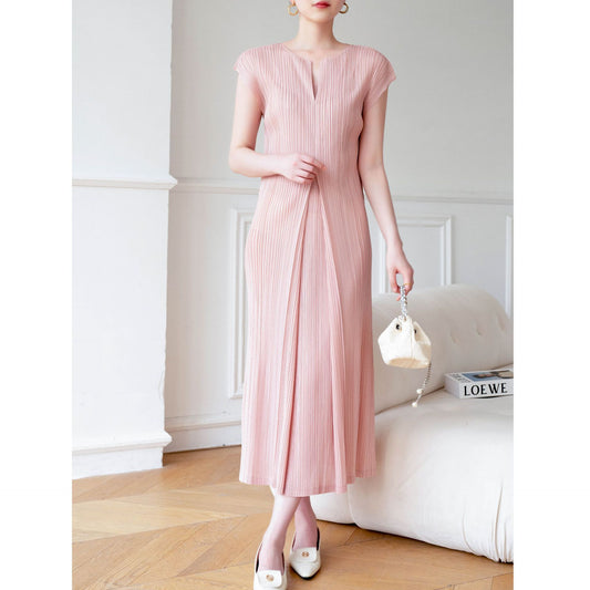 Pleated Elegant Commute Dress | Tajstylo
