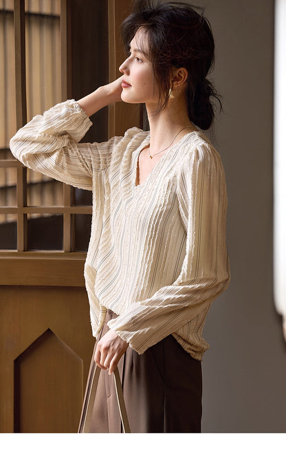 Elegant Textured Collar Shirt | Tajstylo