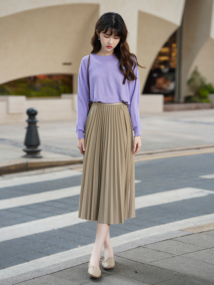 Solid Pleated Skirt for Women | Tajstylo