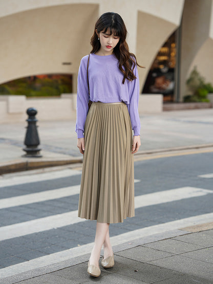 Solid Pleated Skirt for Women | Tajstylo