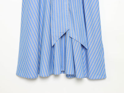 Elegant Stripe Polo Collar Long Sleeve Dress | Tajstylo