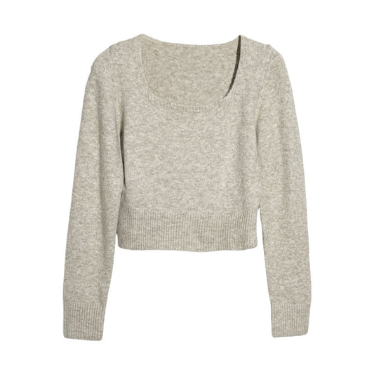 Woman wearing Short Knit Sweater in a casual setting