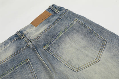 Washed White Denim Straight Leg Pants | Tajstylo