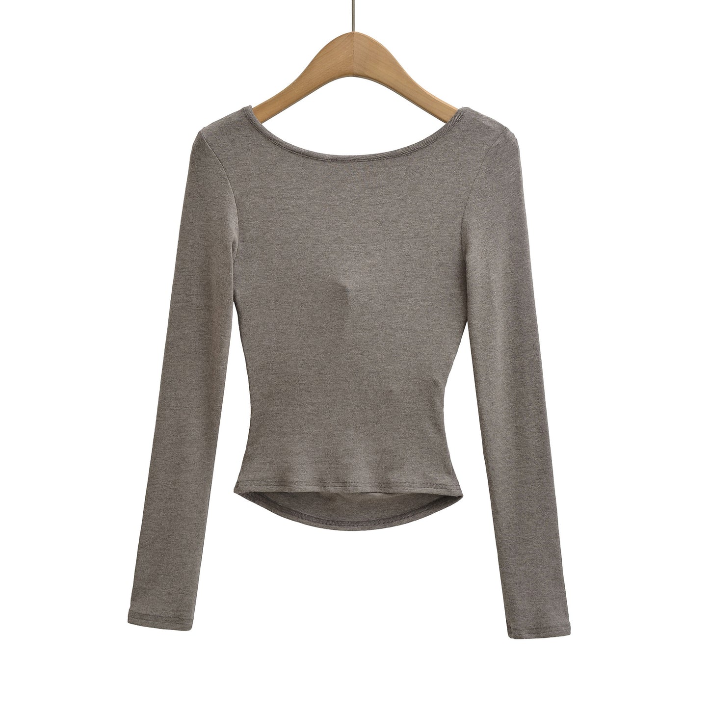 Square Neck Pleated Long Sleeve T-Shirt | Tajstylo