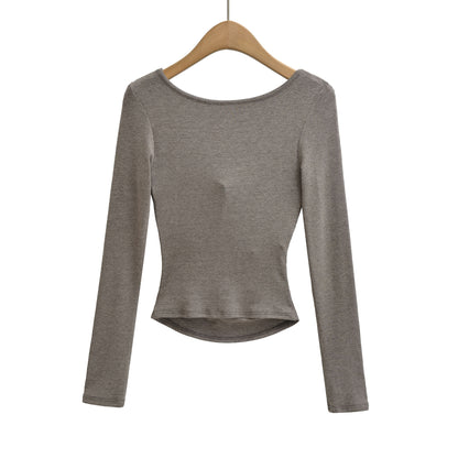 Square Neck Pleated Long Sleeve T-Shirt | Tajstylo