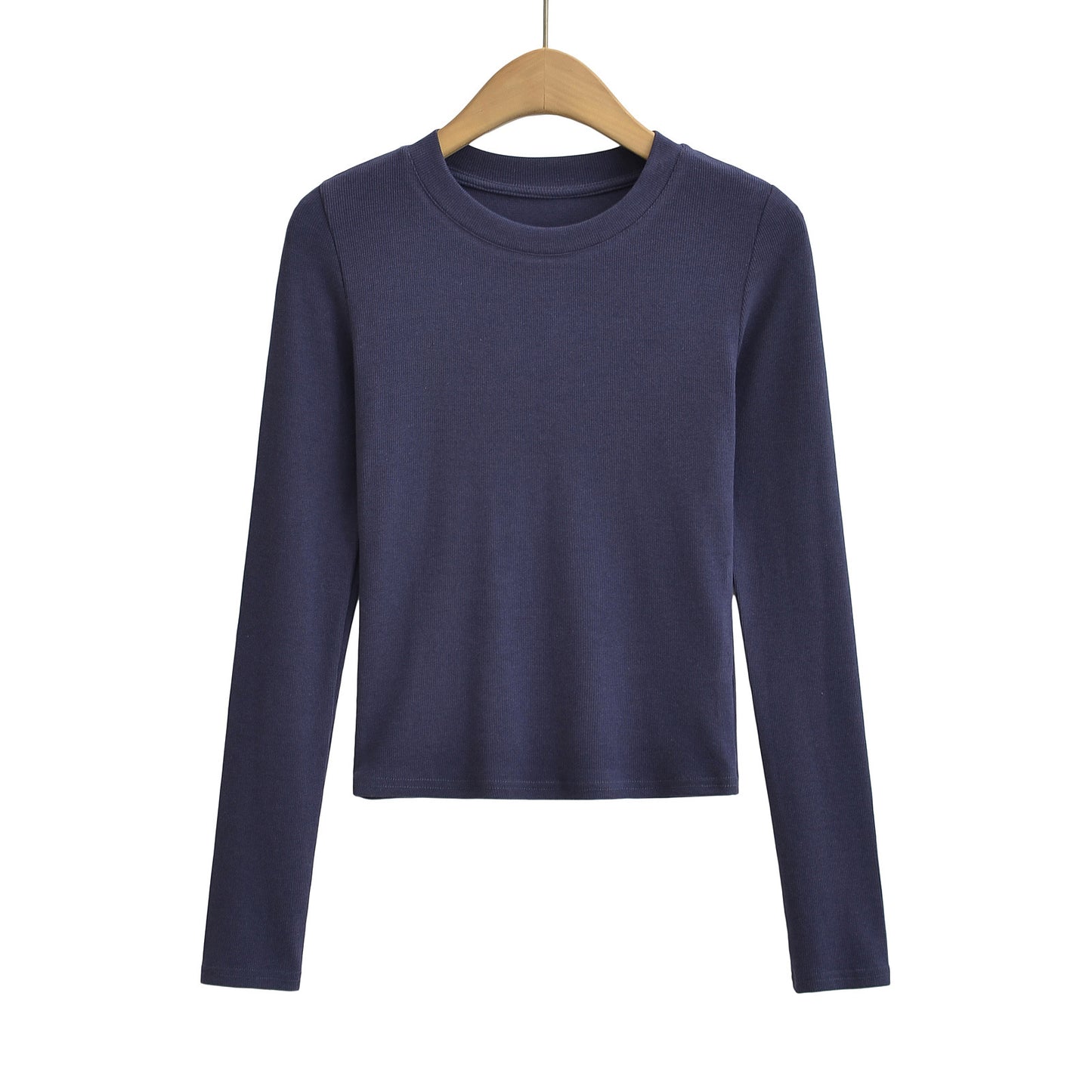 Woman wearing Slim Fit Long Sleeve T-Shirt in a casual setting