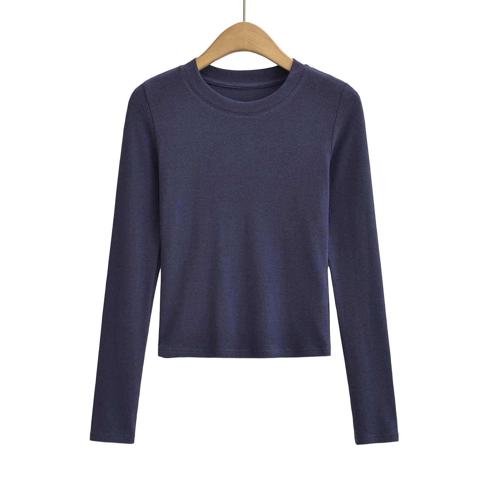 Woman wearing Slim Fit Long Sleeve T-Shirt in a casual setting