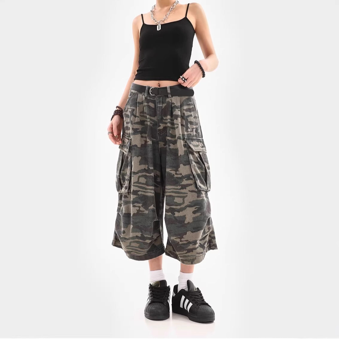 Camouflage Cargo Shorts for Women | Tajstylo