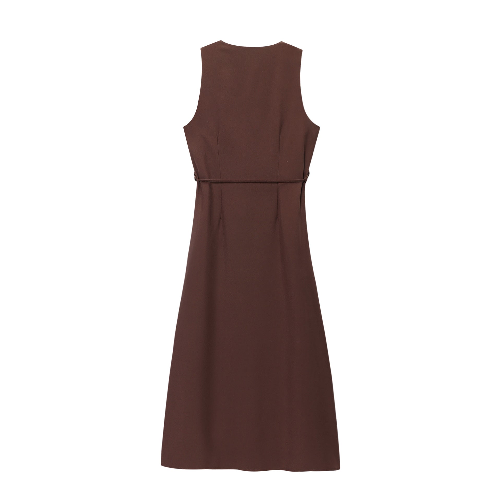Woman wearing Waist-Cinching Strapless Dress in a summer setting