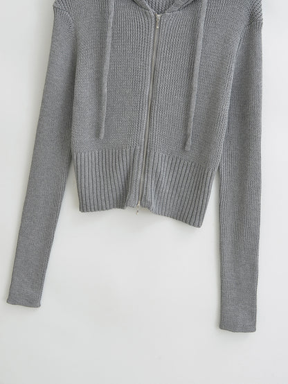 Zipper Hooded Cardigan Sweater | Tajstylo