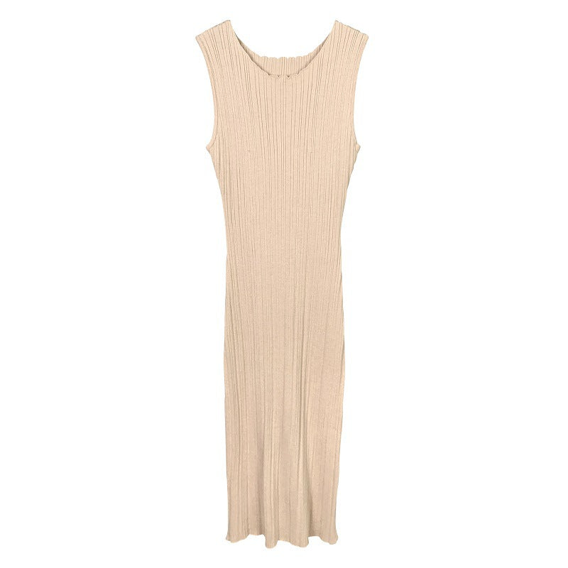 Woman wearing Sexy Sleeveless Dress for Women in a stylish setting