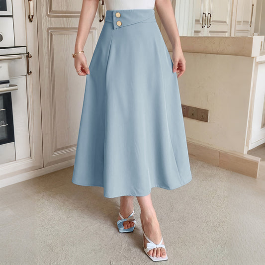 Solid Color High Waisted A-Line Skirt | Tajstylo