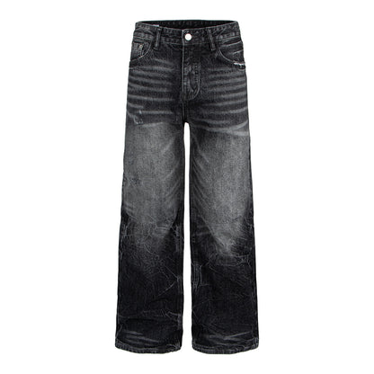Woman wearing Lightning Pattern Distressed Fleece Jeans in a casual setting