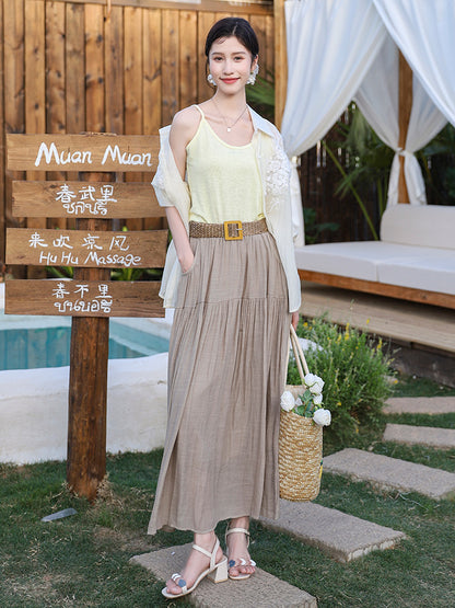 Belt Double Pocket Skirt | Tajstylo