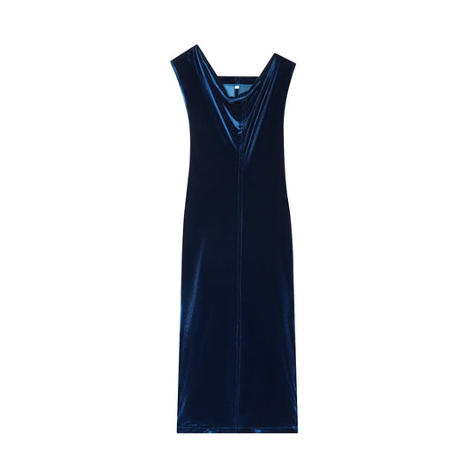 Woman wearing Waist Velvet Midi Dress in a stylish setting