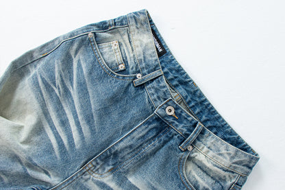 Vintage Distressed Straight Leg Denim Pants | Tajstylo