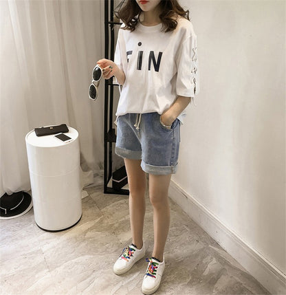Letter Print Loose Fit T-Shirt | Tajstylo