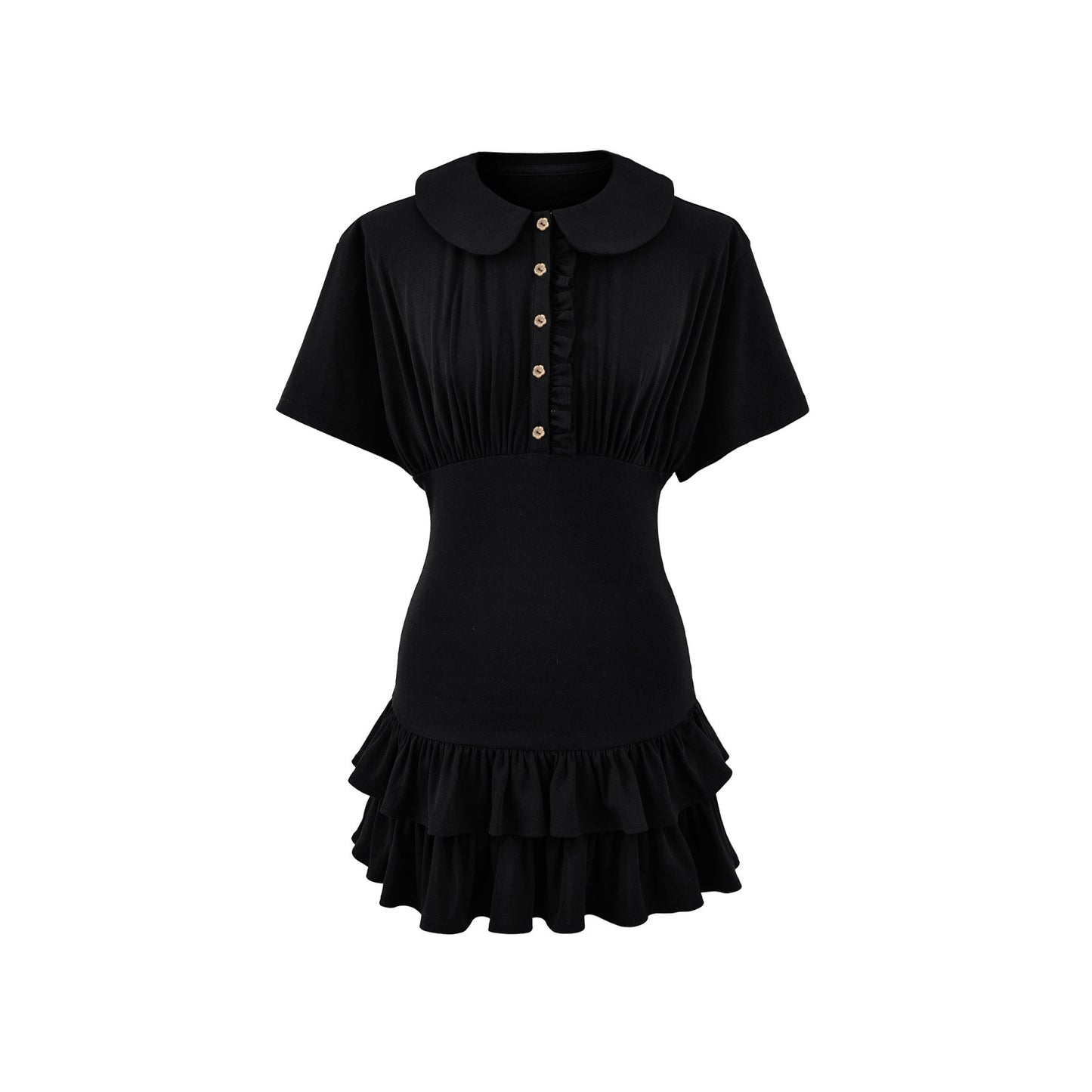 Woman wearing Lotus Leaf Edge Mini Dress in a sunny park