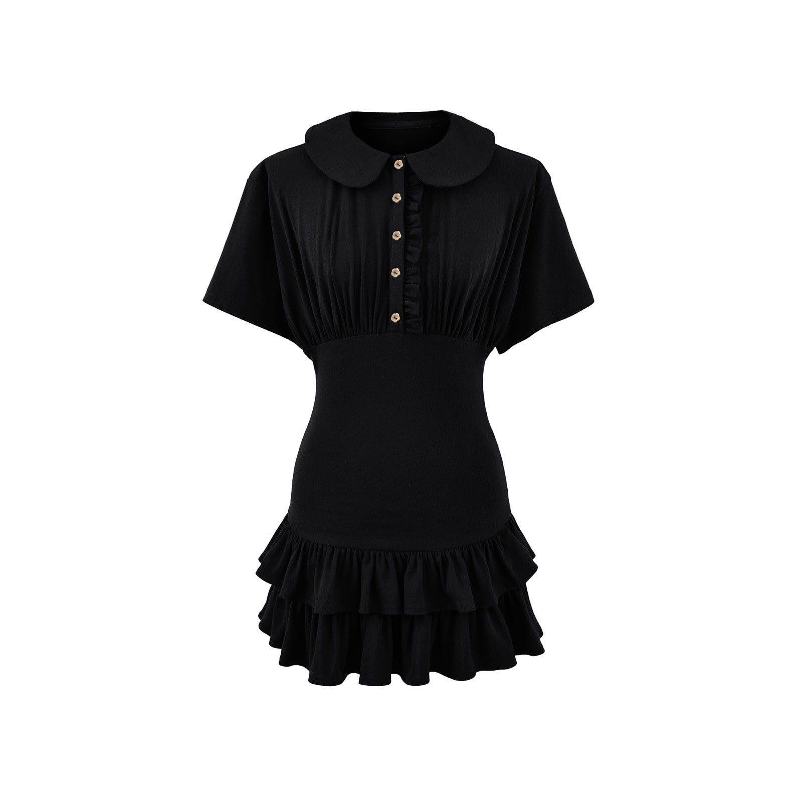 Woman wearing Lotus Leaf Edge Mini Dress in a sunny park