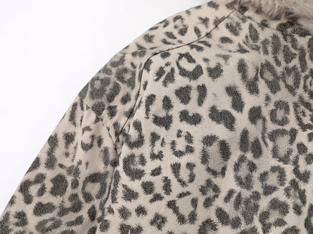 Leopard Print Hooded Cotton Jacket | Tajstylo