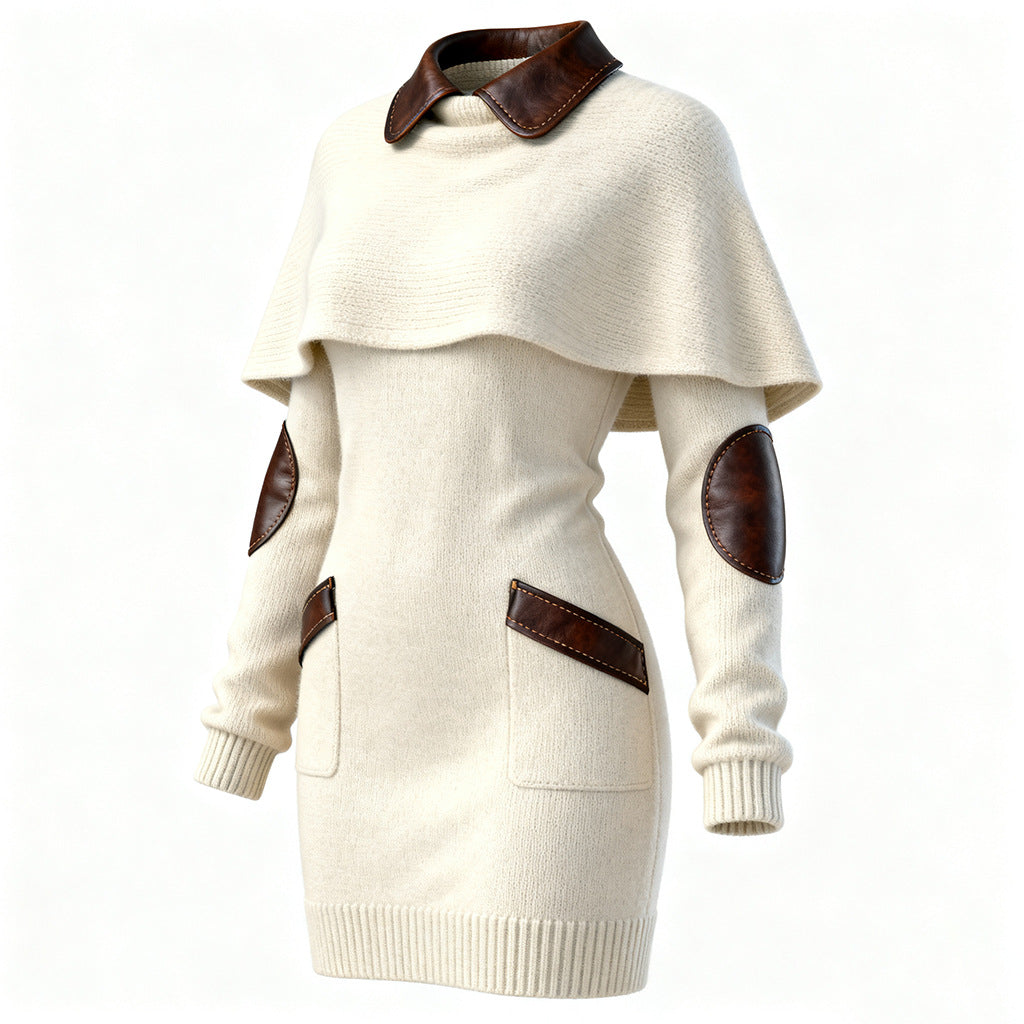 Elegant Knitted Shawl Dress | Tajstylo