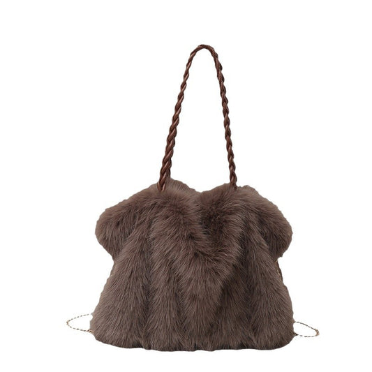 Women's Large Capacity Fleece Street Fashion Shoulder Crossbody Tote Bag – Front View | TajStylo