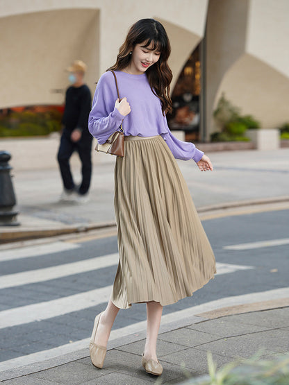 Solid Pleated Skirt for Women | Tajstylo