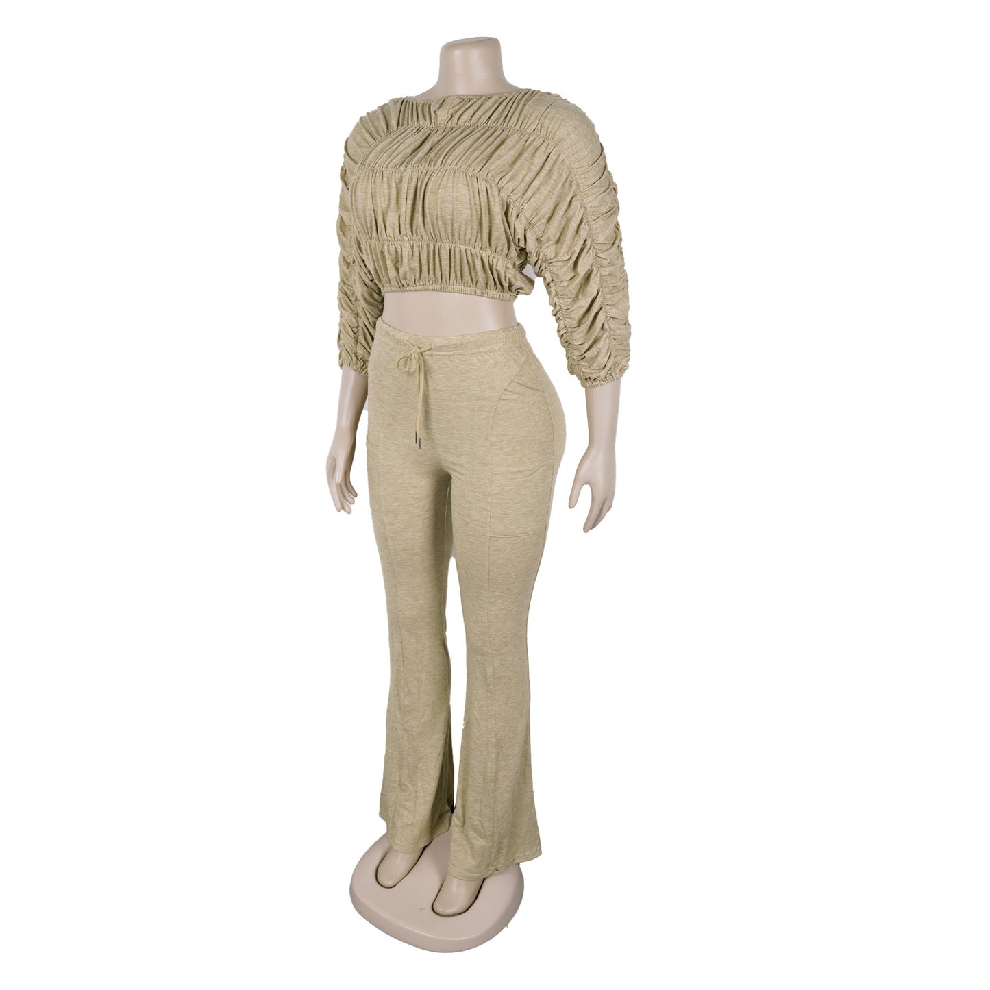Flattering Two Piece Set with Crop Top and Flared Pants | Tajstylo