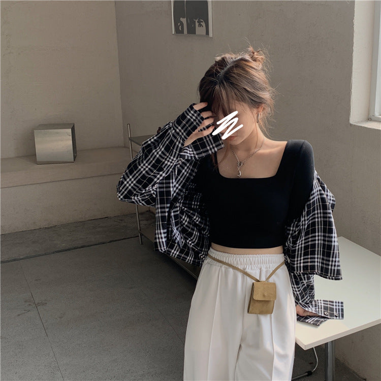 Slim Fit Long Sleeve Square Neck Top | Tajstylo