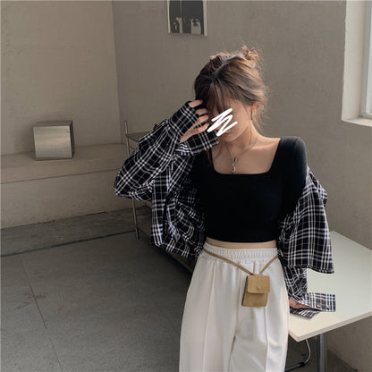 Slim Fit Long Sleeve Square Neck Top | Tajstylo