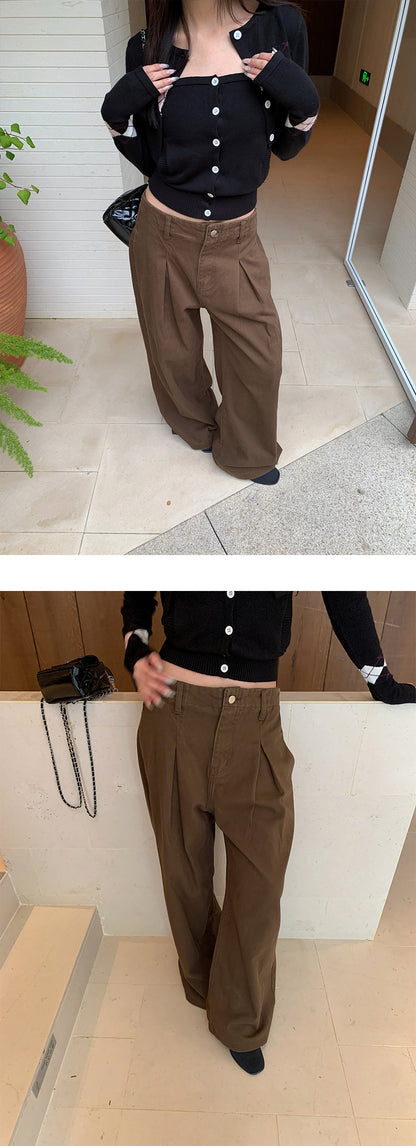 Pleated Wide Leg Jeans | Tajstylo