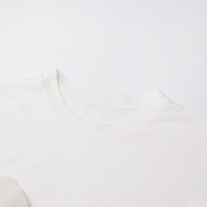 Cotton Mesh Patchwork Loose O Neck Short Sleeve T Shirt | Tajstylo