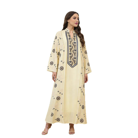 Embroidered V-Neck Long Sleeve Skirt | Tajstylo